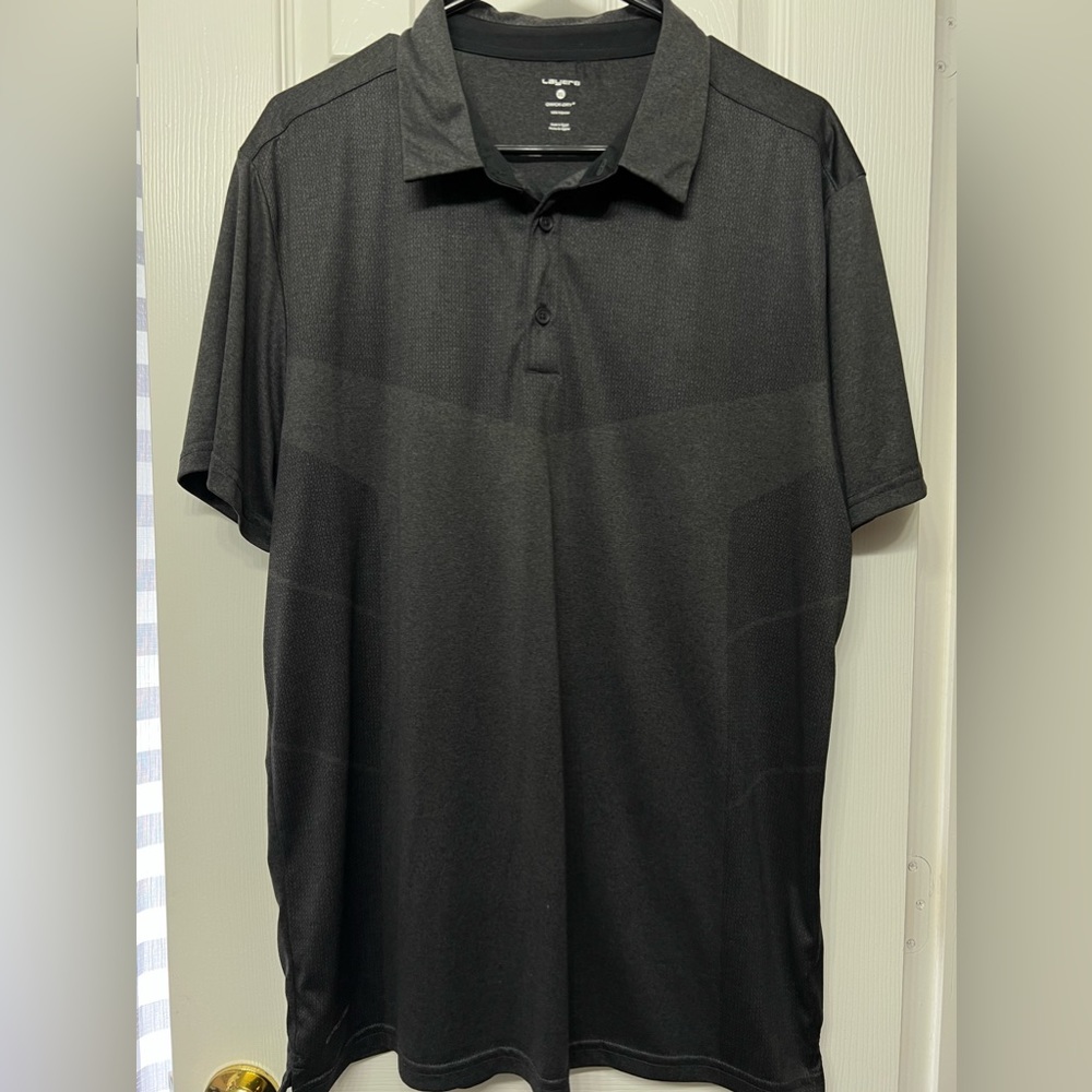 LAYER8 qwick dry charcoal gray short sleeve golf polo shirt